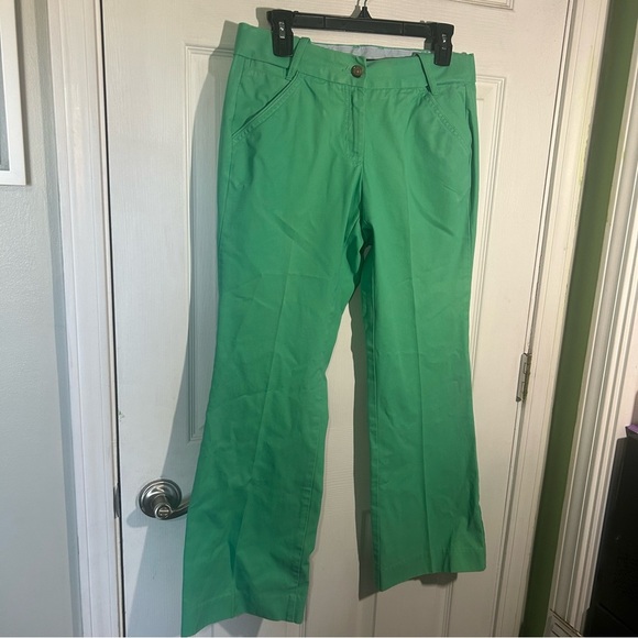 Lands End Women’s Pants Size 6P Bootcut Dark Mint Green Preppy Petite Cotton - Picture 2 of 16